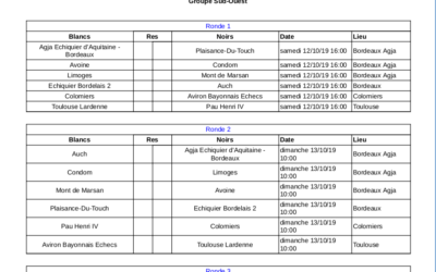 Calendriers des compétitions nationales